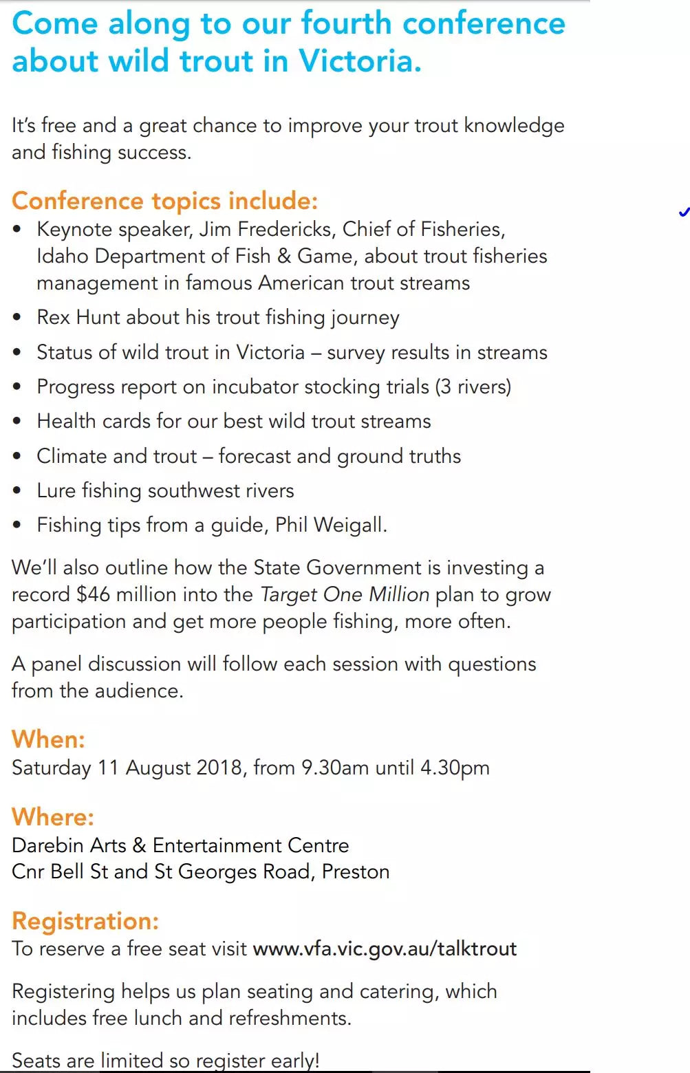 Talk Wild Trout Conference August 11th, 2018