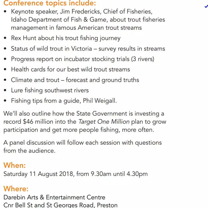 Talk Wild Trout Conference August 11th, 2018