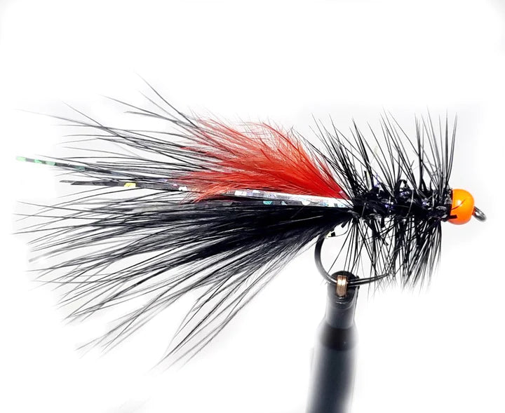 Pisces Orange Bead Head Wooly Bugger Black #8