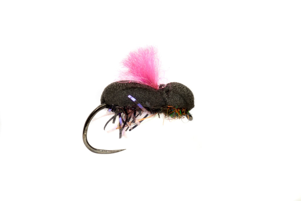 Hi Vis Black Foam Beetle Pink Barbless #12