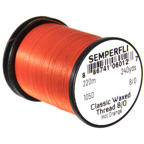 Semperfli Classic Waxed Thread 8/0 hot orange